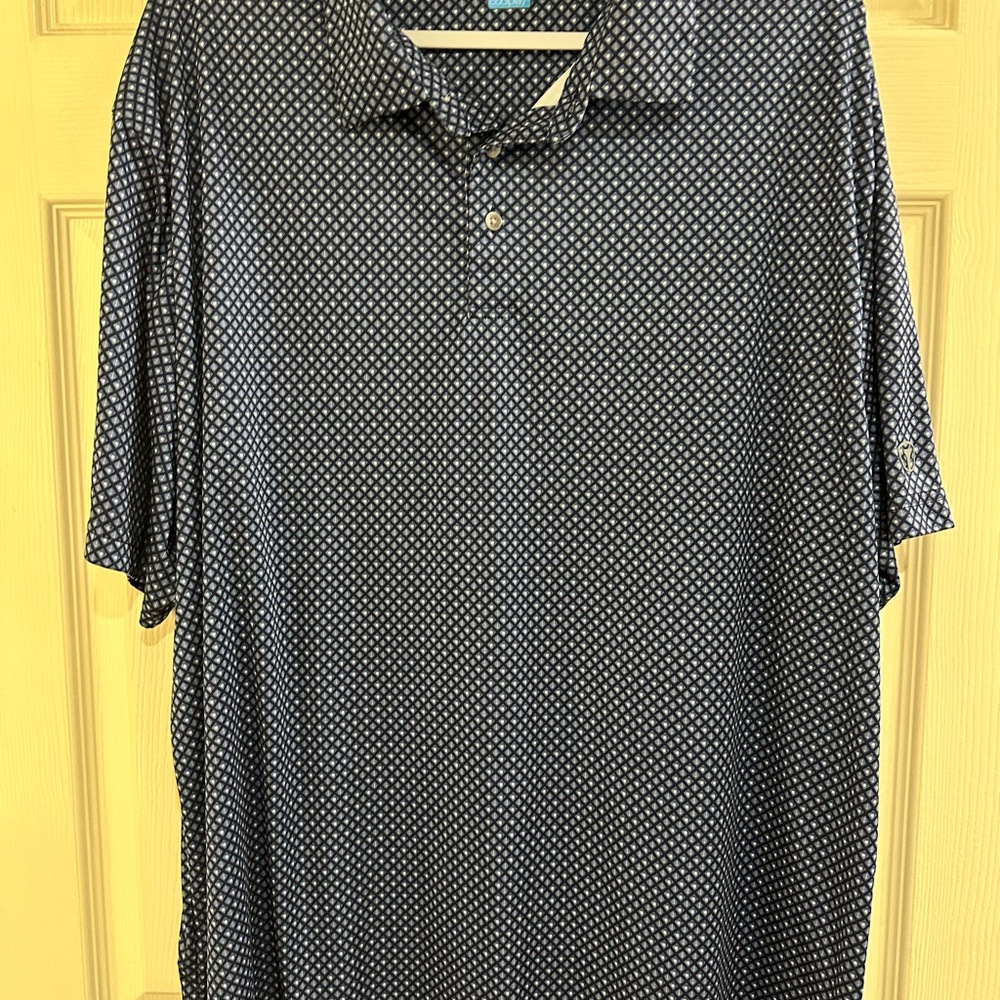 Classic Navy Patterned Polo Shirt